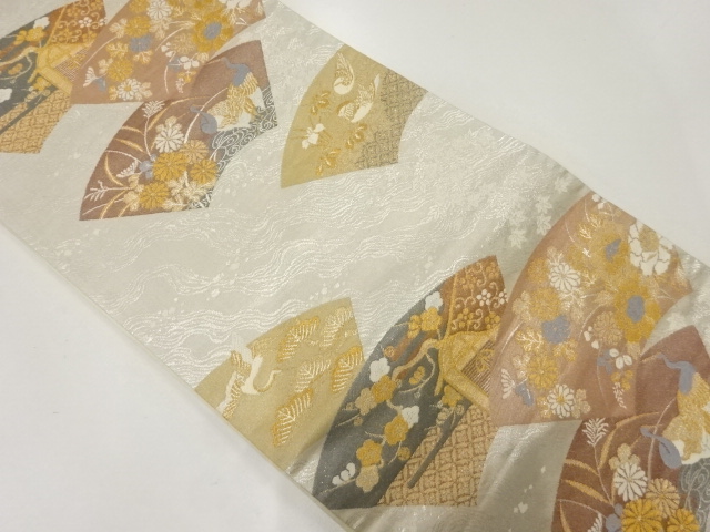 JAPANESE KIMONO / VINTAGE FUKURO OBI / SILK / WOVEN FLOWER & BIRD